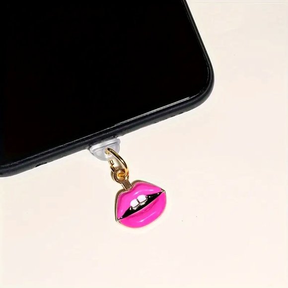 Super Cute Pink Lips For Apple iPhone • Dust Plug - Picture 5 of 5
